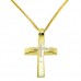 Χρυσός δίχρωμος ανδρικός σταυρός Κ14 με αλυσίδα
